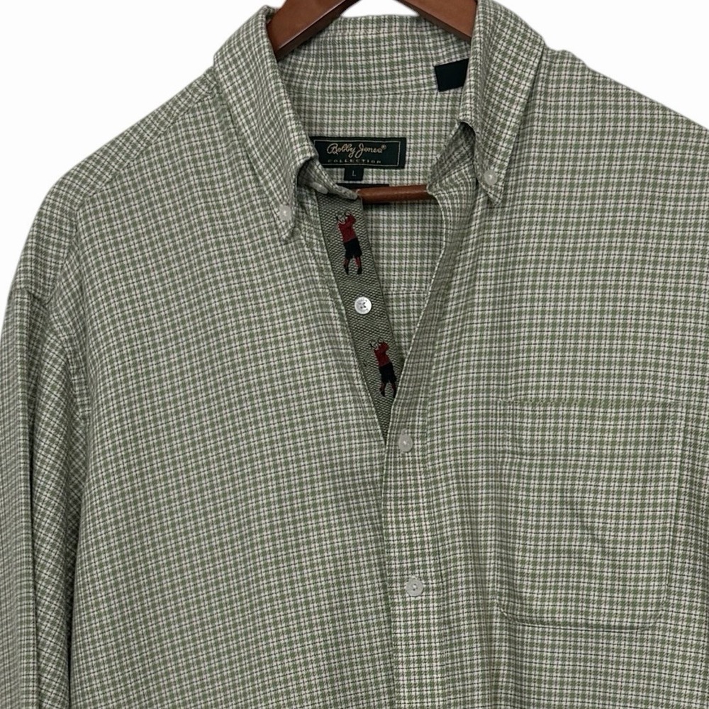Bobby Jones Collection Shirt Mens Large Green Plaid Button Front Golf‎ Italy